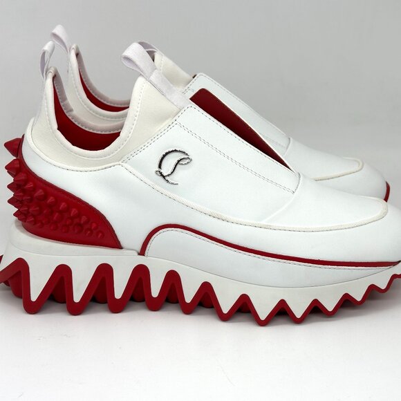 Christian Louboutin SHARKYLOUB SB Spikes Donna Leather Sneakers Shoes - Picture 9 of 14